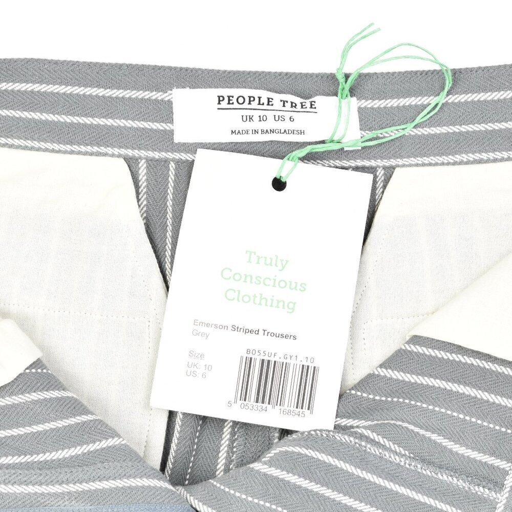 People Tree Emerson Striped Trousers Gray NEW - 6 - Picture 7 of 7